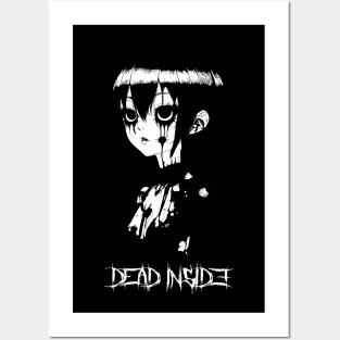 Dead Inside Girl Black and White Art Posters and Art